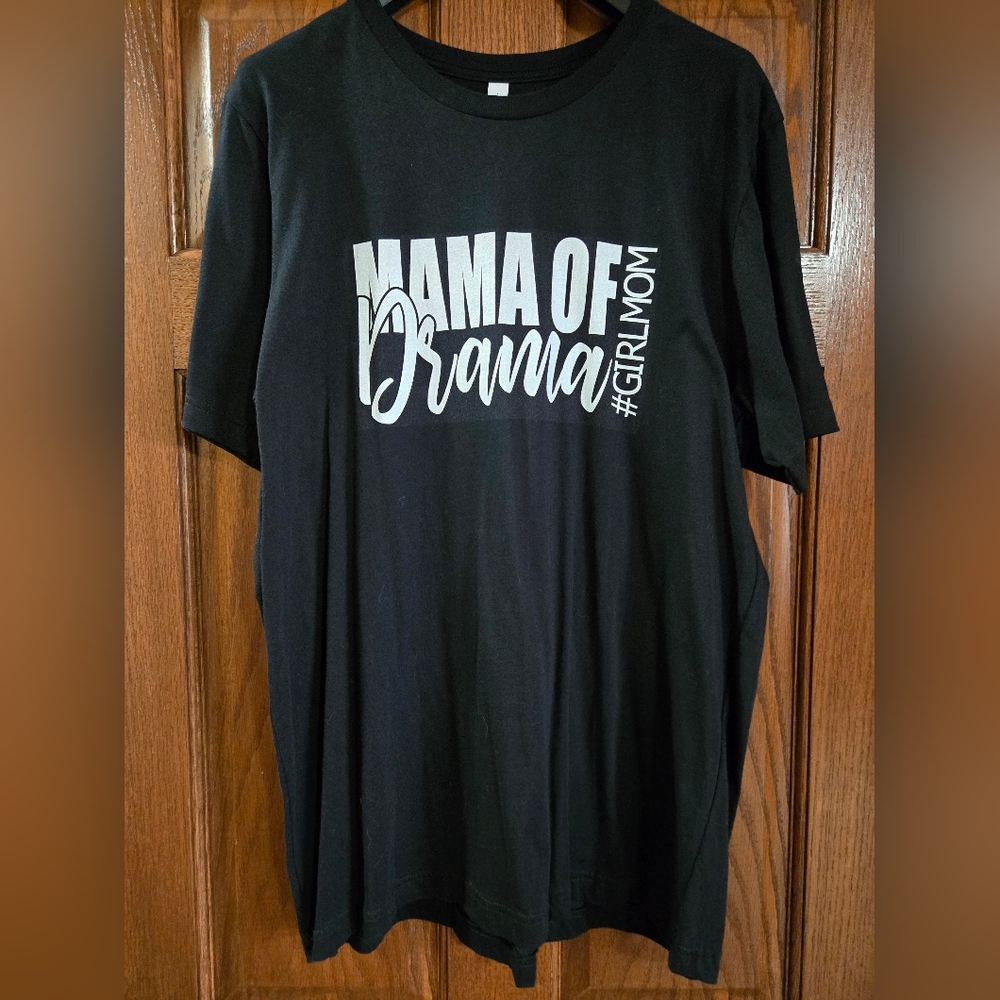 Women's size XL Mama Of Drama #girlmom custom black t-shirt